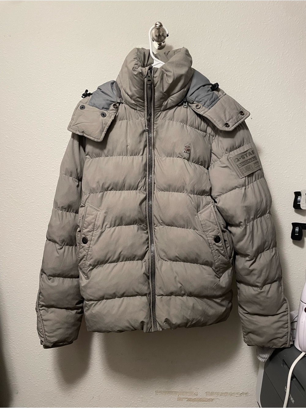 Gstar Raw Short Puffer Women’s Coat Gray Winter Cozy Small